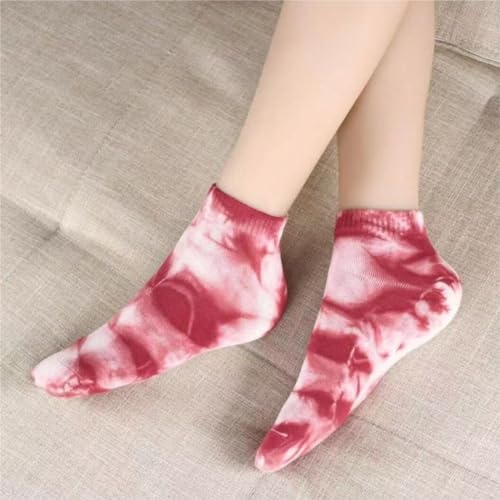 10 Pairs Women Cotton Tie Dye Socks Ankle Socks Low-Cut Socks Novelty No-Show Socks, 5-93