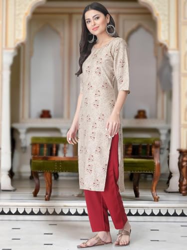 Image of Tee Projekt Versatile Crepe Kurti & Pant Set for Women Printed Kurta Set
