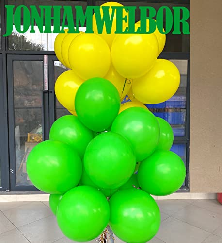 Image of Jonhamwelbor Green Balloons 100 Pack 12 inches Latex Helium Balloons Birthday Party Decorations (With Green Ribbon)