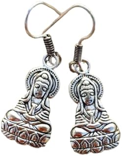 Buddha Earrings, Yoga Earrings, 925 Silver Plated Earrings, Personalized Earrings, Dangle Earrings, Statement Earrings, Attractive Earrings, Boho Earrings, Lord Buddha Earrings, Spiritual Earrings