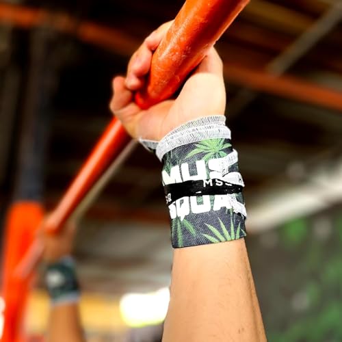 Image of Wrist Wraps for Calisthenics & Weightlifting - Heavy Duty Wrist Support & Stability (Leafy Rush)