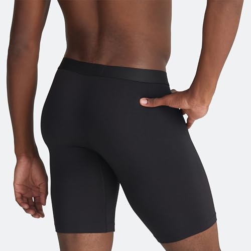 MeUndies – Men’s Long Boxer Briefs with Fly – 9” Inseam with Breathable and Comfortable Tencel Micro Modal Fabric Black