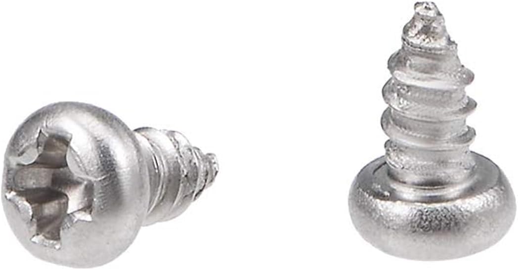 50Pcs Self Tapping Screws, M2 Phillips Pan Head Screw, 4mm Round Head Tapping Screws, 316 Stainless Steel Machine Wood Fasteners Bolts for Wood, Drywall, Furniture, Repairing
