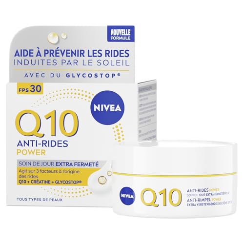 NIVEA Q10 Power Soin de Jour FPS30 (1x50 ml), crème anti rides au Q10 Pur & Acide Hyaluronique, crème anti-âge booster de collagène, soin visage extra fermeté tous...