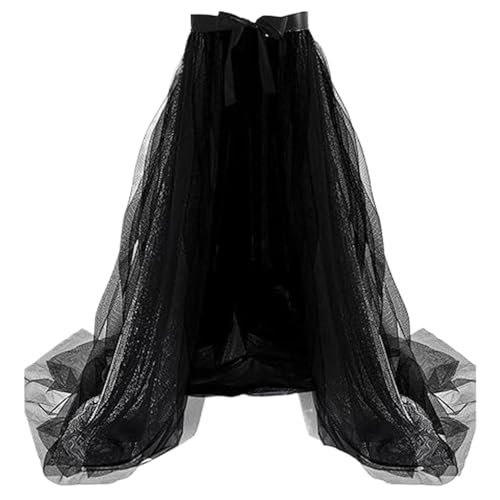 Joygoodta Falda de Tul Larga para Mujeres 49.2 '' Malla de Tres Capas sin Falda de Tul Larga Elegante Transferencia de Negro con Corbata de Cintura para Fiestas, Bailes Retro y Bodas