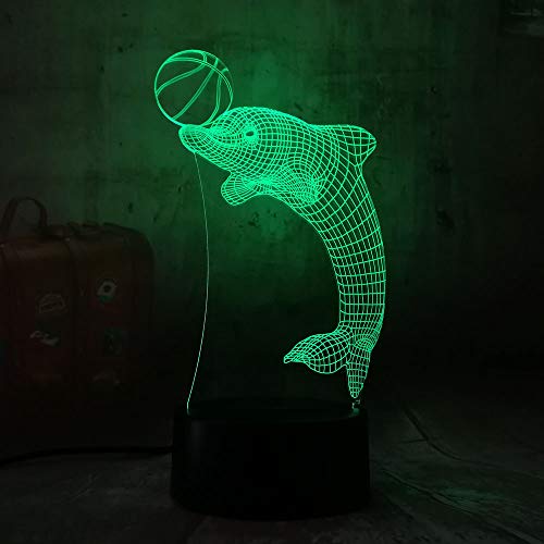 Preisvergleich Produktbild KangYD Netter Delphin-Spiel-Ball 3D LEDNachtlicht-Steuerung Hauptdecro Kinderschreibtischlampe Kinderweihnachtsgeschenk-in geführten Nachtlichter Usb-Note 7 Farbe / Visuelle Lampe