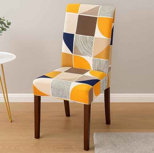 Image of Homerz Premium 6 Seater Dining Table Cloth with 6 Dining Chair Covers,Elastic Fitted Chair Slipcovers, Printed Polycotton Fabric, Table Cloth Size 60x90 inch (Harmony)
