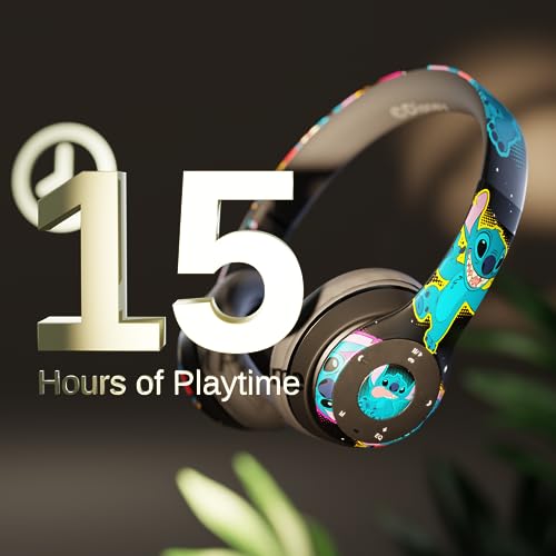 Image of Disney Lilo & Stitch Bluetooth Over-Ear Headphones, Wireless Foldable Headset with Built-in Microphone - Lilo & Stitch Design, for Adults and Kids, Comfortable Auriculares: Electronics