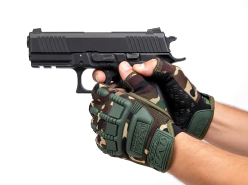 Image of Tactical Fingerless Gloves for Men - Hard Knuckle Camo Half Finger Motorcycle Riding Gloves for Airsoft, Shooting, Paintball, Hunting, Combat & Work Gear - Breathable Anti-Slip Grip