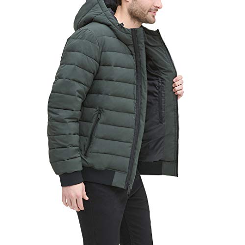 dkny men's quilted hooded bomber jacket