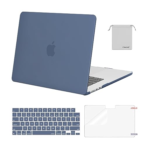 Image of MOSISO Compatible with MacBook Air 15 inch Case M4 M3 M2 2025 2024 2023 Release A3241 A3114 A2941 with Touch ID, Plastic Hard Shell Case&Keyboard Cover&Screen Protector&Storage Bag, Steel Blue
