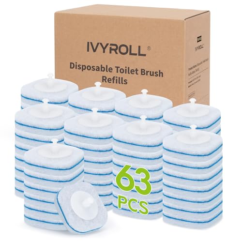 Toilet Bowl Cleaner Wand Refills Compatible with CLOROX, 63 Count Disposable Toilet Brush Refills, Replacement Heads for Toilet Cleaning System