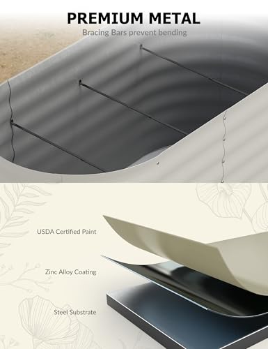 Patio Lawn 8x4x2ft Raised Garden Bed,Galvanized Raised Planter Boxes Outdoor with Easy Assembly, Large Garden Bed for Vegetables, Fruits, Flower,Raised Garden Bed,Beige