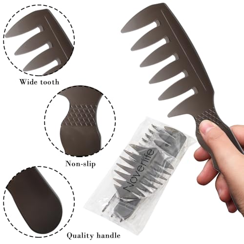 Noverlife 5 Pack Men's Pompadour Hairstyling Combs, Professional Wide Teeth Texture Comb for Slicked Back Hairstyle, Retro Oil Head Hair Brushes for Barber Hairdressing Insert Hair Pick Comb
