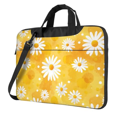 Housse ordinateur 15,6 pouces jaune marguerites | Sacoche PC portable et étui de protection