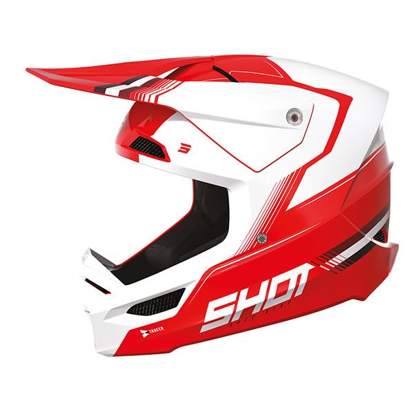 SHOT RACE GEAR Casque Motocross Race Tracer Red Glossy – Casque Cross Ultra Léger 1300 g – Ventilation 17 Flux d’Air – Intérieur Démontable Lavable...