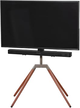 One For All Free-Standing Swivel Quadpod Universal TV Stand, Walnut & Silver Color, WM7475