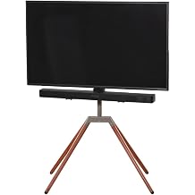 One For All Free-Standing Swivel Quadpod Universal TV Stand, Walnut & Silver Color, WM7475