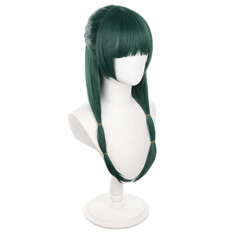 Topcosplay Women's Maomao Costume Wig Dark Green Long Single Pill Halloween Party Cosplay Wig - Image 2