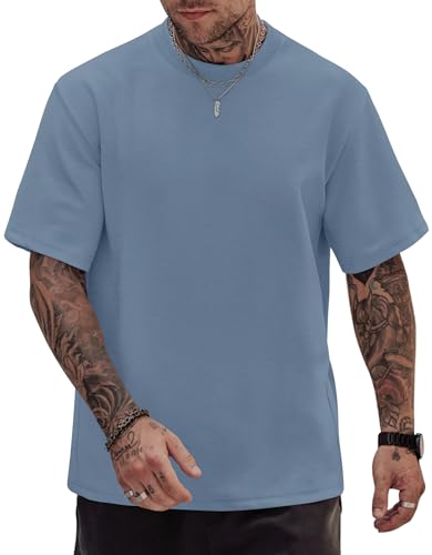 Image of Herberton Mens Oversized T-Shirts Heavyweight Cotton Stretch Fashion Thick Tee Tops (S-3XL)