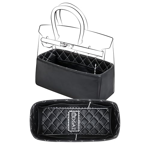 DGAZ Organizador de bolsa de couro para bolsas Birkin 25/30, impermeável e leve, bolsa de mão de luxo em modeladores de bolsa, mulheres (preto, BK30)