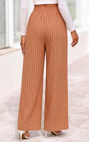 Image of PRETTYGARDEN Womens Pants Elastic Waist Floral Lightweight Palazzo Pants for Women Casual Lounge Wide Leg Pants Woman