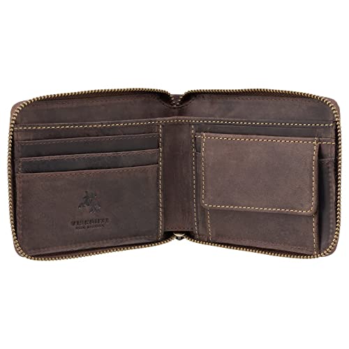 VISCONTI Men's Zip Around RFID Wallet, Oil Brown