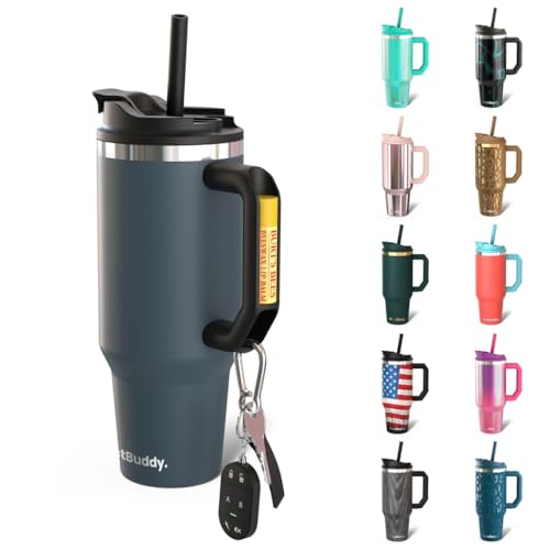 Frost Buddy Thicc Buddy - 40 oz Stainless Steel Vacuum Insulated Tumbler with Lid and Straw for Water - Travel Mug Cupholder Friendly - Gifts for Women Men Him Her (Charcoal)