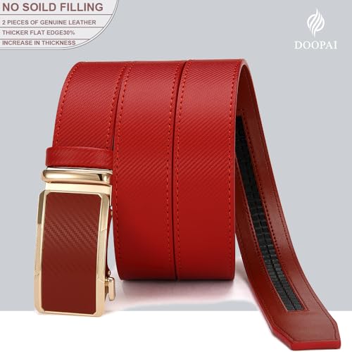 Image of DOOPAI Men's Ratchet Leather Belt Set - 2 Pack Sliding Belt Adjustable For Gift Mens Dress Casual 1 3 /8 inch,Cut for Fit