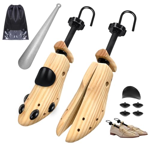 JJDPARTS Wooden Shoe Stretcher, Pair 4-Way Shoe Expander Widener Wooden Shoe Tree Extender for Women...
