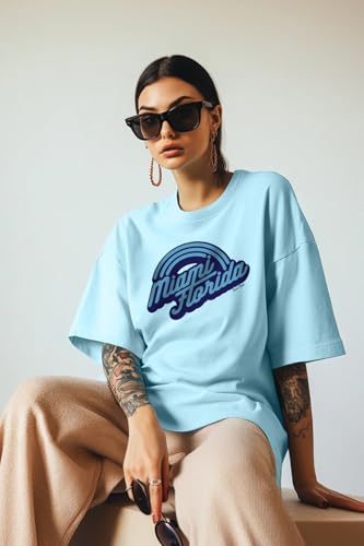 Image of JUNEBERRY Round Neck Drop Shoulder Round Neck Black & White Graphic Printed Pure Cotton Oversized Baggy Fit Half Sleeve T-Shirt for Women & Girls (Sizes: S to 2XL)