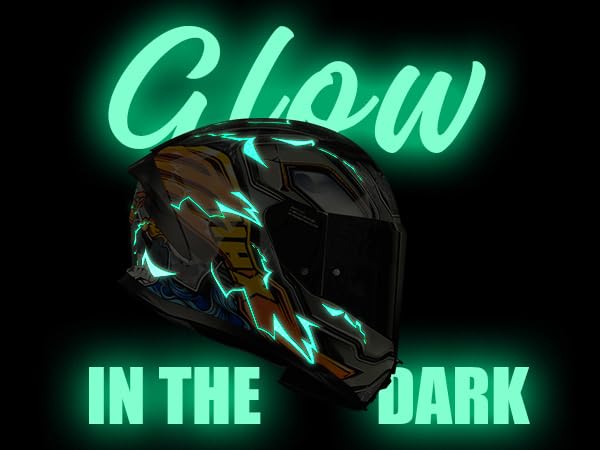 Image of HAX Force Aerodynamic Full Face Motorcycle Helmet for Street Bike DOT & ECE | Thunder Orange M, Glow-in-the-Dark, Dual Visor, Adult Fit, Quick Release Buckle, Pinlock & Bluetooth Compatible