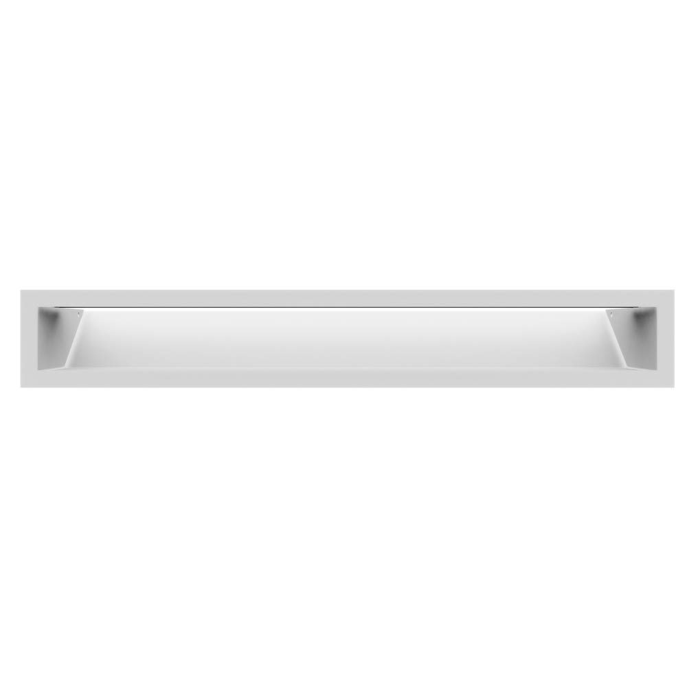 Rejilla de ventilación KRATKI Air | Rejilla de Aire Caliente 9 x 60 cm | Blanco | Rejilla de Escape para ventilación de chimeneas | Entrada de Aire en un ángulo de 45 Grados