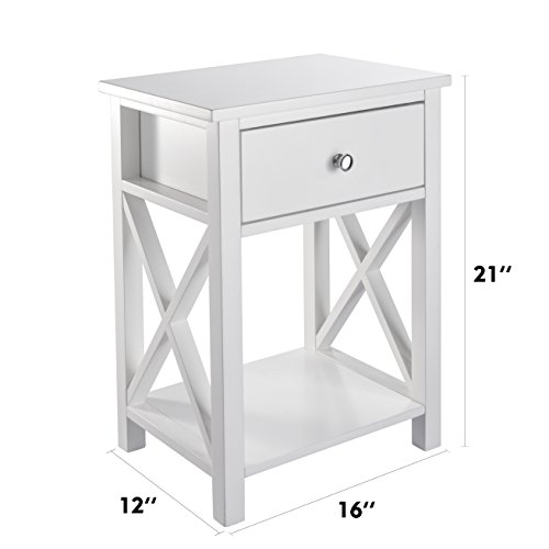 MAGIC UNION X-Design Side End Table Night Stand Storage Shelf with Bin Drawer - Thumbnail 2