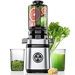 Juicer Machines, Cold Press Juicer with 4.41" Wide Feed Chute, 350W Slow Masticating Juicers for Whole Vegetables & Fruits, High Juice Yield, Easy to Clean, Large Auger, Silver