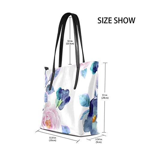 Hussrity Violets Roses Women Tote Bags Pu Leather Purses And Handbags Fashion Design Large Top Handle Shoulder Satchel Hobo Bags #TOP1