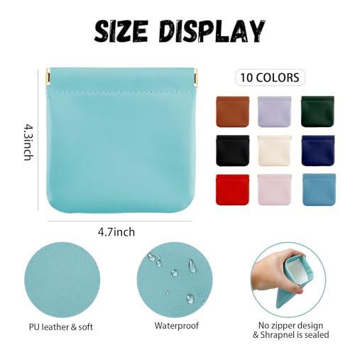 10 Pcs Small Pocket Makeup Bag Portable Mini Pouch No Zipper Self-closing Waterproof Pocket Pu Leather Cosmetic Bag for Jewelry Lipsticks Daily Saving Women & Girl Gift (4.4 * 4.5inches)3