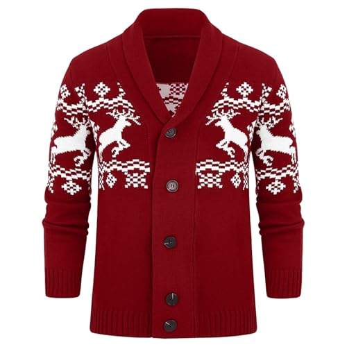 Men's Fashion Print Cardigan Sweater, Long Sleeve Shawl Collar Button Down Cardigans Fall Winter Trendy Warm Sweaters3