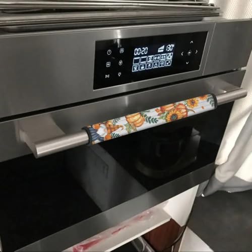 Image of Dreaweet Fall Pumpkin Sunflower Print Refrigerator Handle Covers Set of 4