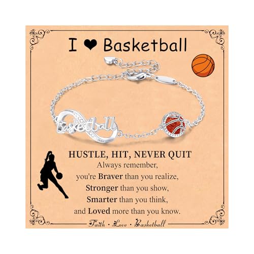 Image of Softball /Volleyball /Soccer /Basketball Bracelet for Girls Teen Women,14K Gold Plated Infinity Charm Link Bracelet Sports Accessories Jewelry Gifts for Lovers Players Team Coach