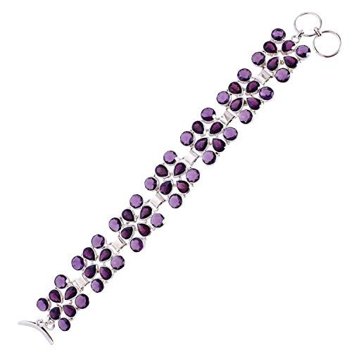 Bracelet argent sterling 925 améthyste violette femme 23.5 cm