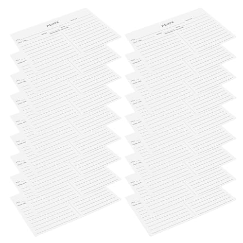 VICASKY 50 Schede di Ricette Bifacciali in Carta Resistente per Uso Quotidiano Schede di Cucina Vuote per Annotazioni di Ingredienti e Metodi di Cottura Accessori Pratici per la Casa e