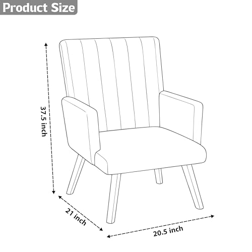 Image of Rosebell Modern Accent Chair for Living Room | Single Seater Chair with Armrests & Metal Legs | Comfortable Lounge Chair for Bedroom, Reading & Office | Grey