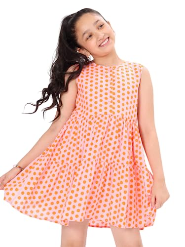 Image of BONKIDS Girl's Cotton Asymmetrical Knee-Length Dresses