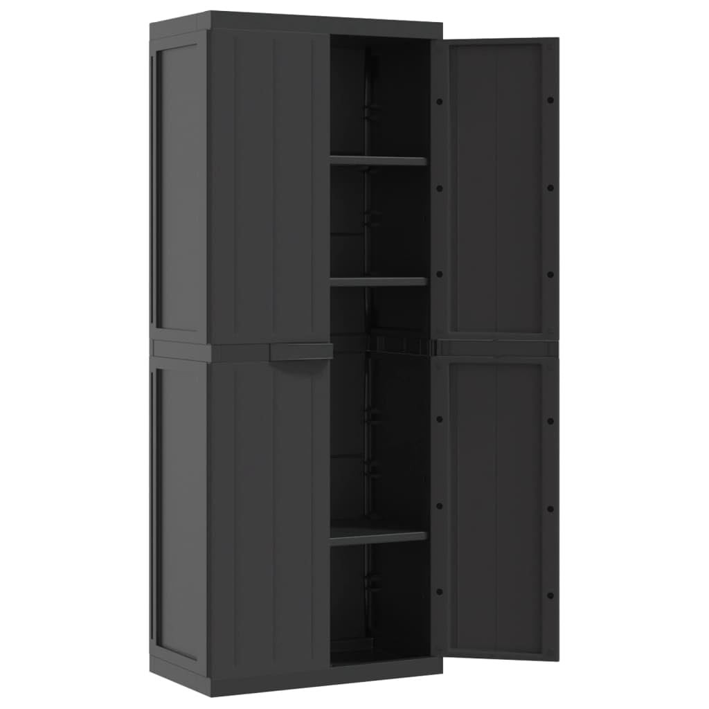 ZEYUAN Armario de almacenaje Exterior PP Negro 65x37x165 cm, Armario Exterior Escobero, Mueble Exterior Almacenaje, Armario Exterior Jardin, Muebles Jardin Exterior - 364206