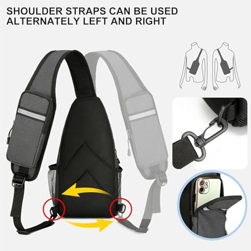 DOJUNS Crossbody Bags Sling Backpack, Sling Bag Cross body Shoulder Bag for Men and Women Chest Bag Travel Hiking Daypack (Light Grey)4