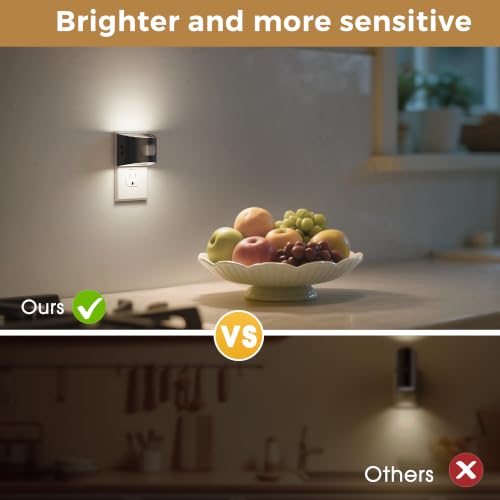 Image of L LOHAS LED Night Light with Motion Sensor & Dusk to Dawn Sensor, 3CCT | Night Lights Plug into Wall, Motion Activated Night Light, Black Housing 4 Pack