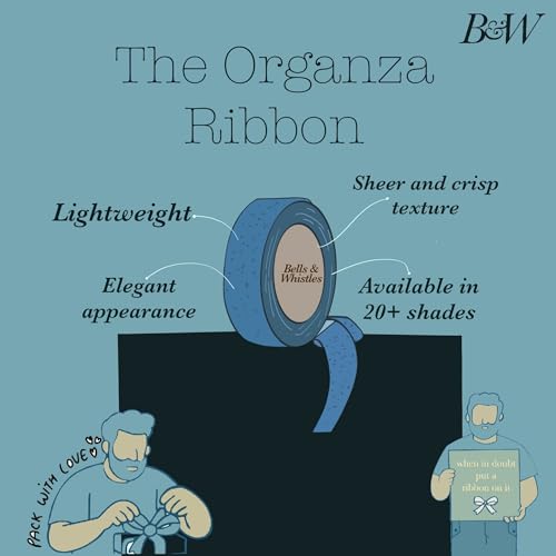 Image of Bells&Whistles Sheer Organza Ribbon | Pack of 2 | Length: 50 Yards Width: 1 inch | Christmas, Festive Decoration. (Blue Topaz)