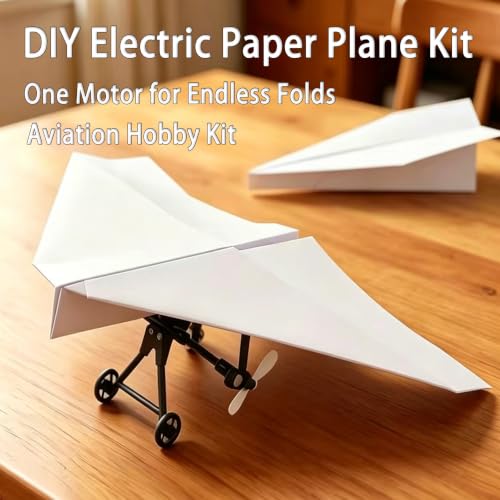 Image of CRILEAL 2 PCS DIY RC Paper Airplane Kit with Gyro Stabilizer, Electric Remote Control Plane, Foldable Fixed Wing Aircraft, Lightweight Easy-to-Fly STEM Toy for Kids, Teens and Adults