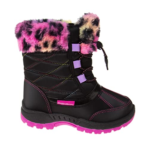 Rugged Bear Girls Snow Boot, Black/Multi, 8 Toddler2